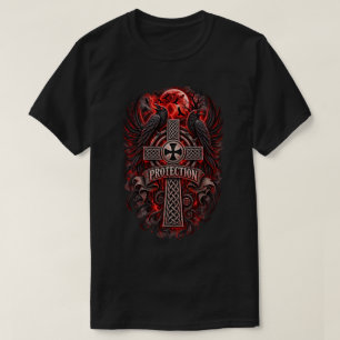 Celtic Raven Protection Cross T-Shirt