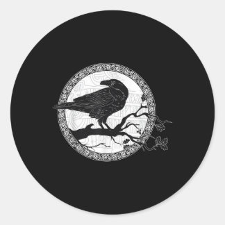 Celtic Raven Viking Wisdom Tattoo Art  Classic Round Sticker