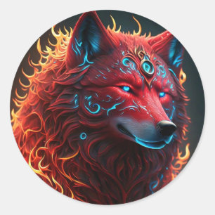 Celtic Red Wolf Square Sticker