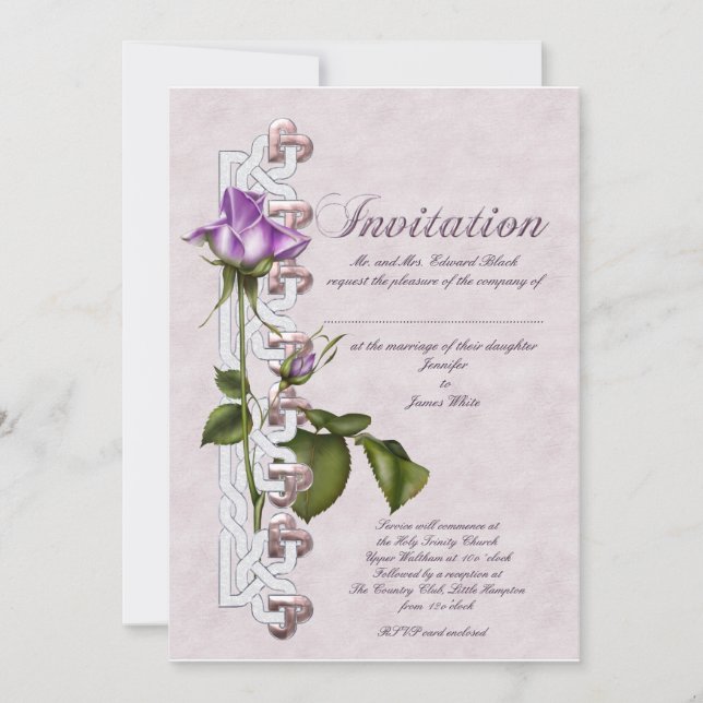 Celtic Rose Wedding Invitation (Front)