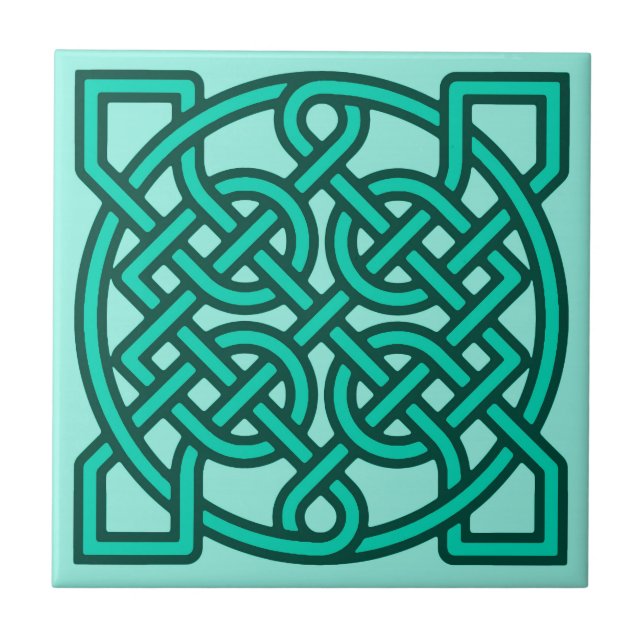 Celtic Sailor's Knot, Turquoise, Aqua and Teal Tile (Front)