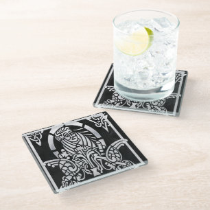 Celtic Saint Chrome Glass Coaster