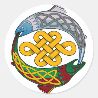 Celtic Salmon Classic Round Sticker