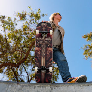 Celtic Scottish Red and Bronze Sword Skateboard