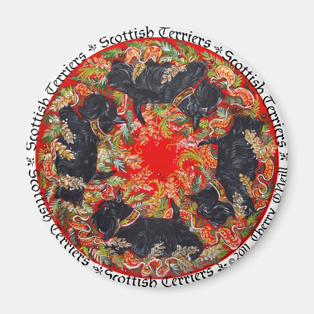 Celtic Scottish Terrier Medallion Magnet (Front)