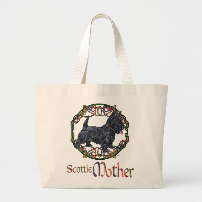 Celtic Scottish Terrier Mother Large Tote Bag (Front)
