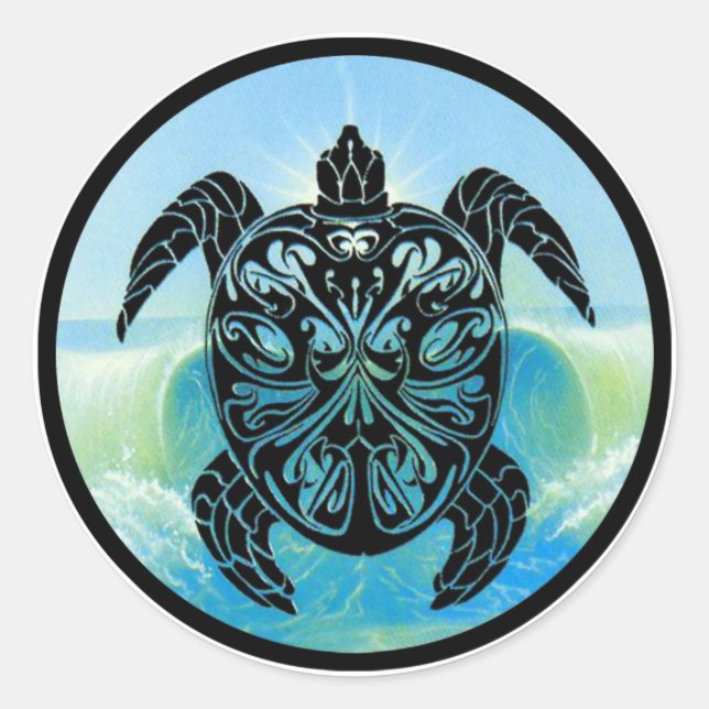 Celtic Sea Turtle Classic Round Sticker (Front)
