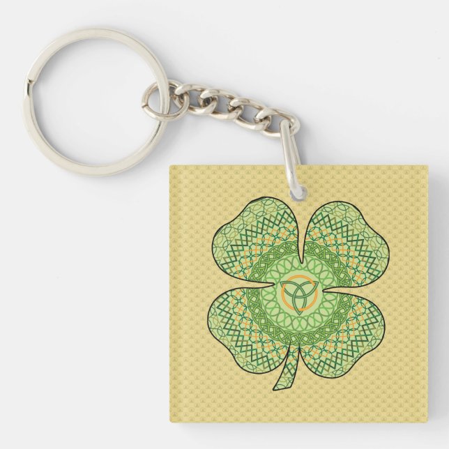 Celtic Shamrock Acrylic Keychain (Front)