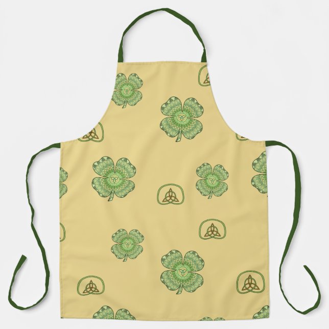 Celtic Shamrock All-Over Print Apron (Front)