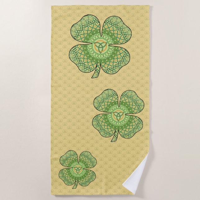Celtic Shamrock Beach Towel (Front)