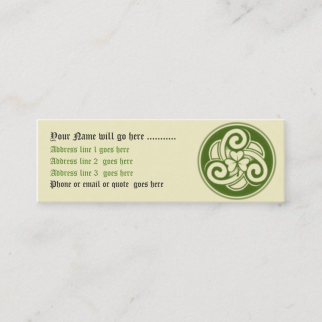 Celtic Shamrock Business Card (Front)