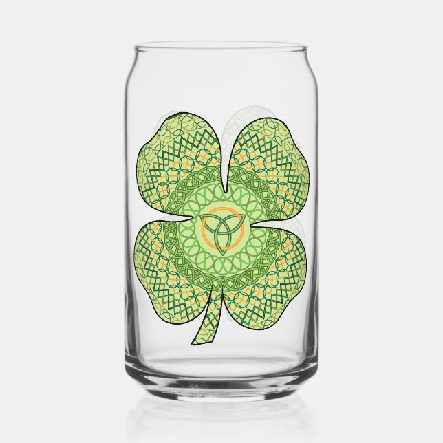 Celtic Shamrock Can Glass (Front)