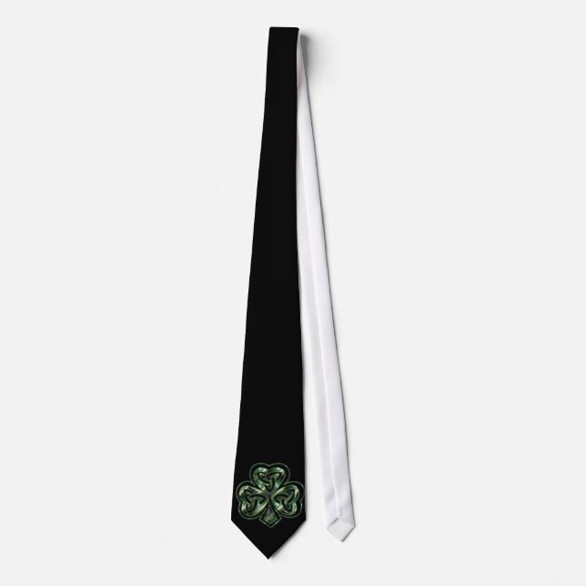 Celtic Shamrock Design 2 Men's Tie (Front)