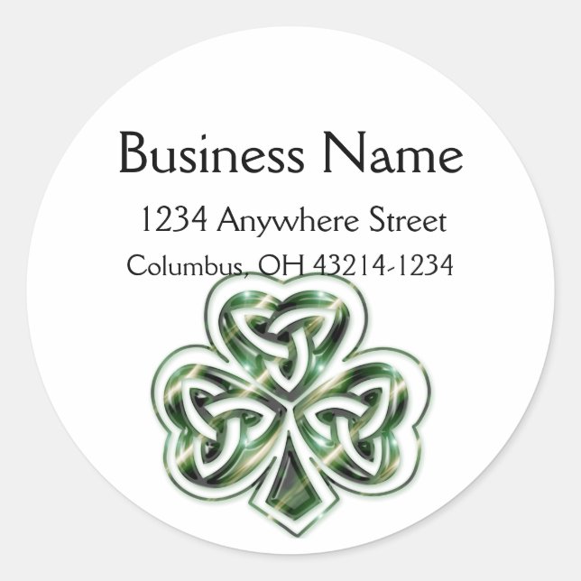 Celtic Shamrock Design 2 Round Address Labels 2 (Front)