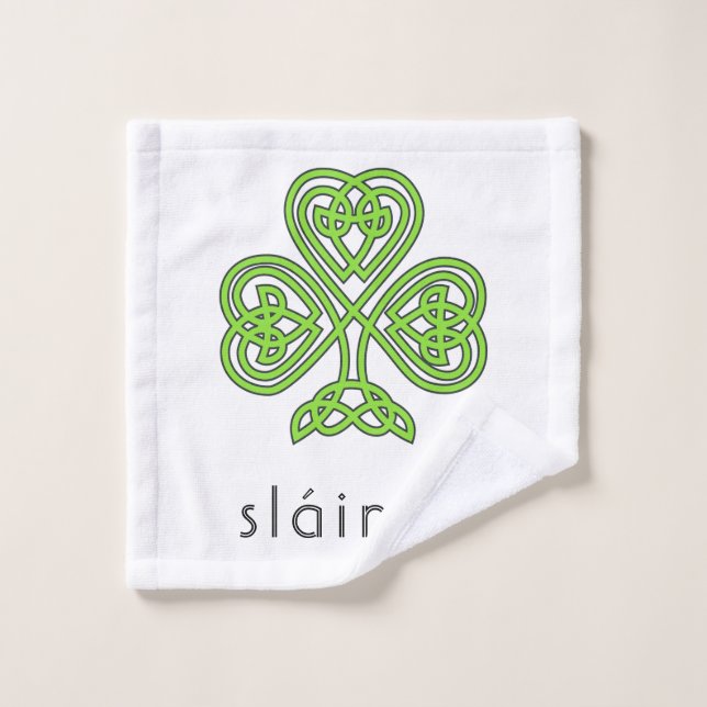 Celtic Shamrock Green St. Patrick's Day Slainte  Wash Cloth (Wash Cloth)