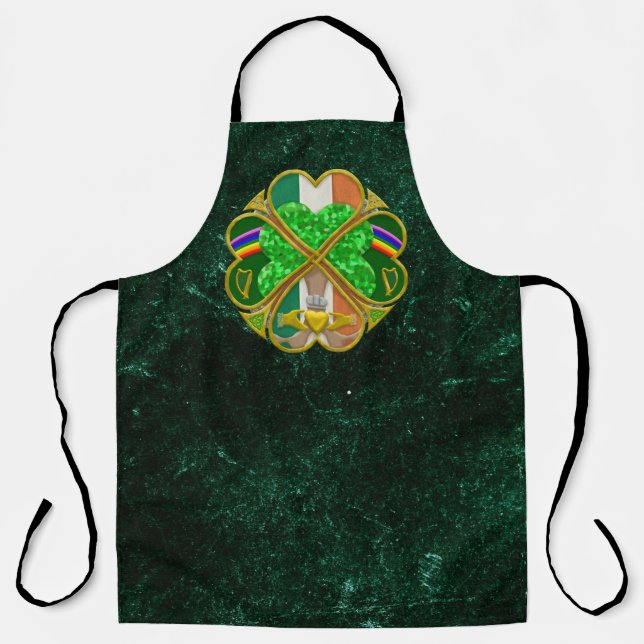 Celtic Shamrock Heritage Symbol Irish Inspired Apron (Front)