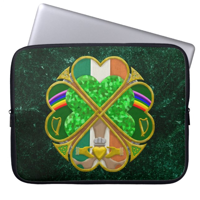 Celtic Shamrock Heritage Symbol Irish Inspired Laptop Sleeve (Front)