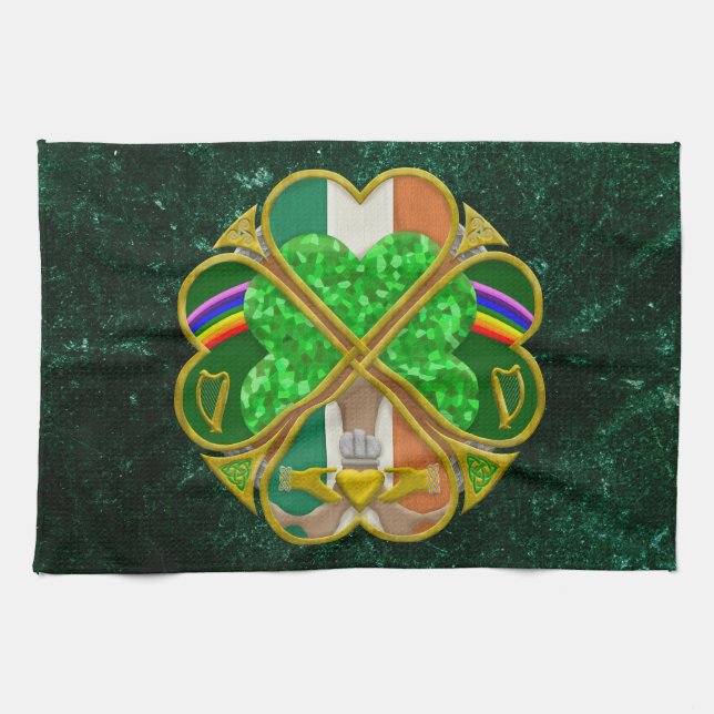 Celtic Shamrock Heritage Symbol Irish Inspired Tea Towel (Horizontal)