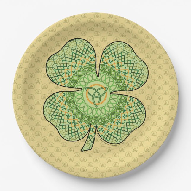Celtic Shamrock Paper Plate (Front)