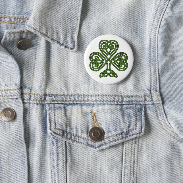 Celtic Shamrock - St Patricks Day 6 Cm Round Badge (In Situ)