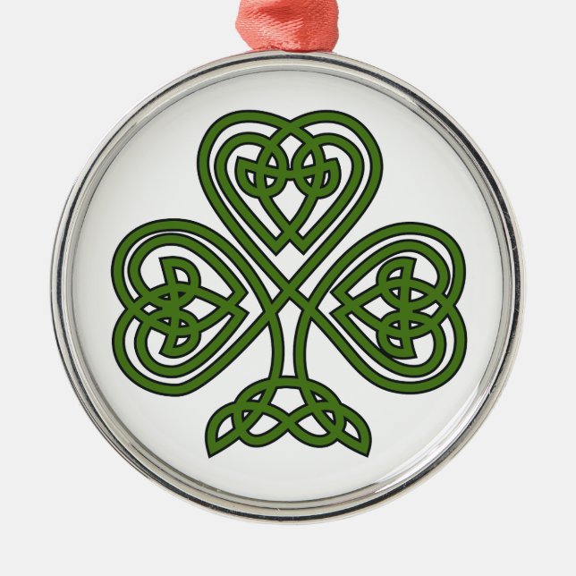 Celtic Shamrock - St Patricks Day Metal Tree Decoration (Front)