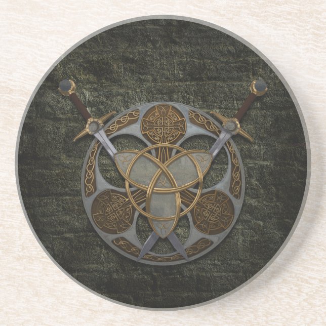 Celtic Shield And Swords Coaster (Front)