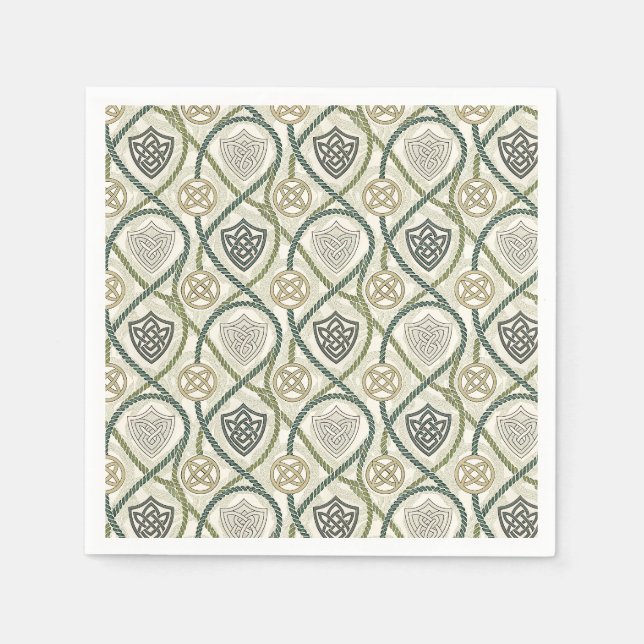 Celtic Shield Knot & Rope Scottish Design Pattern Napkin (Front)