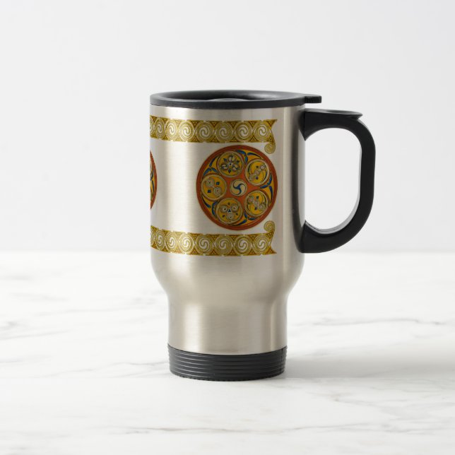 Celtic Spiral Art Mugs, Lughnasadh Design #2 Travel Mug (Right)
