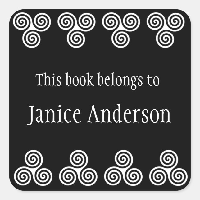 Celtic Spirals Design Bookplate Sticker (Front)