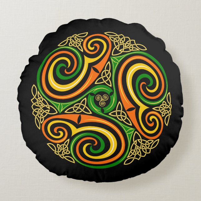 celtic spirals round pillow (Front)