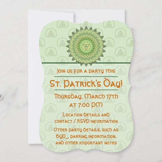 Celtic St. Patty's Day Party Invitation (Front)
