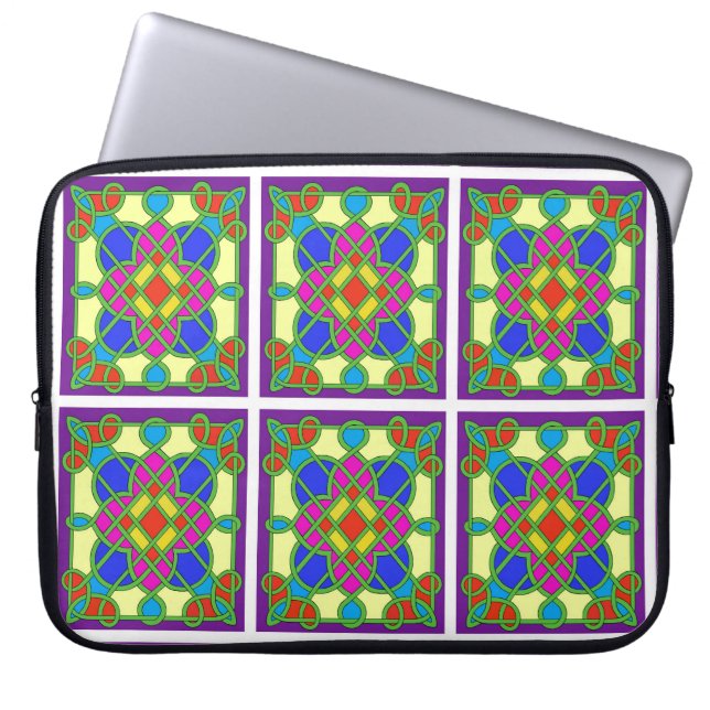 Celtic Stained Glass Effect Laptop Sleeve (Front)