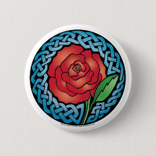 Celtic Stained Glass Rose 6 Cm Round Badge