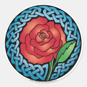 Celtic Stained Glass Rose Classic Round Sticker