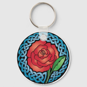 Celtic Stained Glass Rose Key Ring