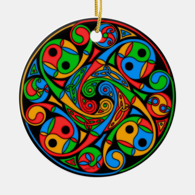 Celtic Stained Glass Spiral Ornament (Front)