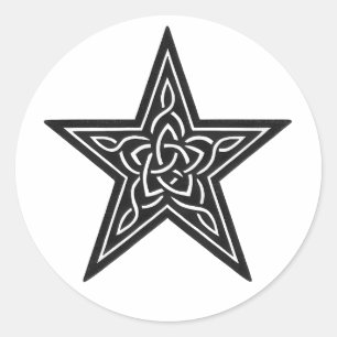 Celtic Star Knot – Ink Emblem Classic Round Sticker