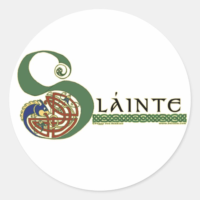 Celtic Stickers, Slainte Design Classic Round Sticker (Front)
