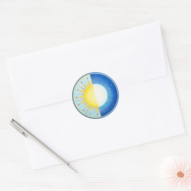 Celtic Sun and Moon Equinox Classic Round Sticker (Envelope)