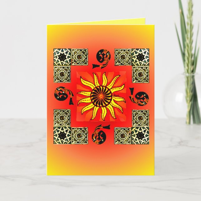 Celtic Sun Mandala Blank Card (Front)