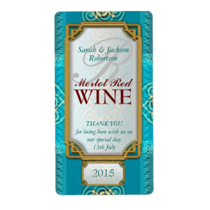 Celtic Swirl Blue Teal Custom Wine Bottle Labels