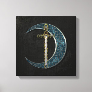 Celtic Sword and Moon Canvas Print