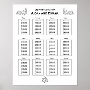 Celtic symbols and foliage for 12 tables poster