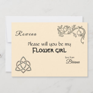 Celtic symbols and foliage on cream invitation