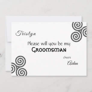 Celtic symbols and foliage on white invitation