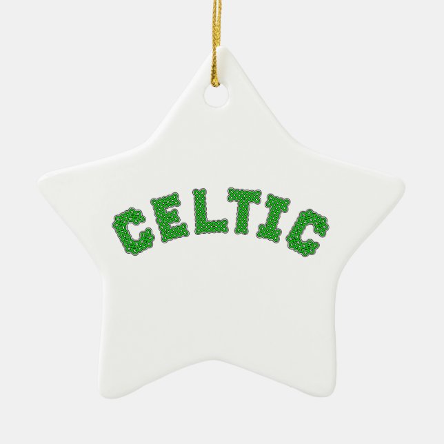 Celtic Text Ceramic Tree Decoration (Front)