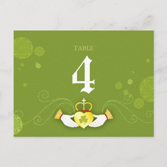 Celtic Themed Wedding Table Number Card (Front)