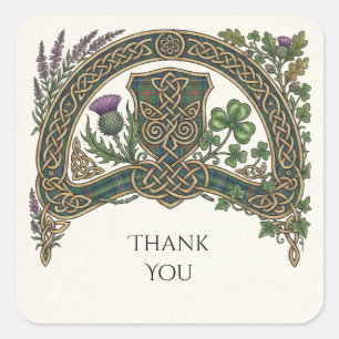 Celtic Thistle Arch Thank You Wedding Sticker