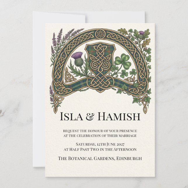 Celtic Thistle Arch Wedding Invitation (Front)