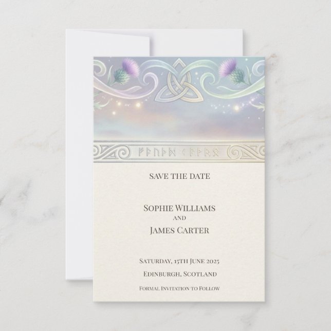Celtic Thistle Save the Date Card (Front)